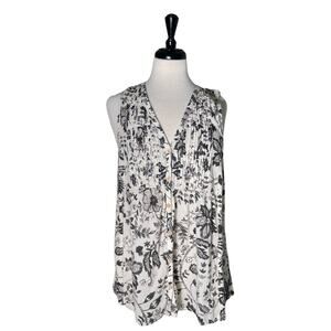 Anthropologie Maeve Floral Button Down Loose Tank Bohemian Sleeveless Medium EUC